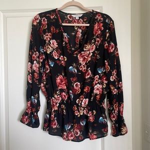 Cinch Waist Counterparts Floral Blouse